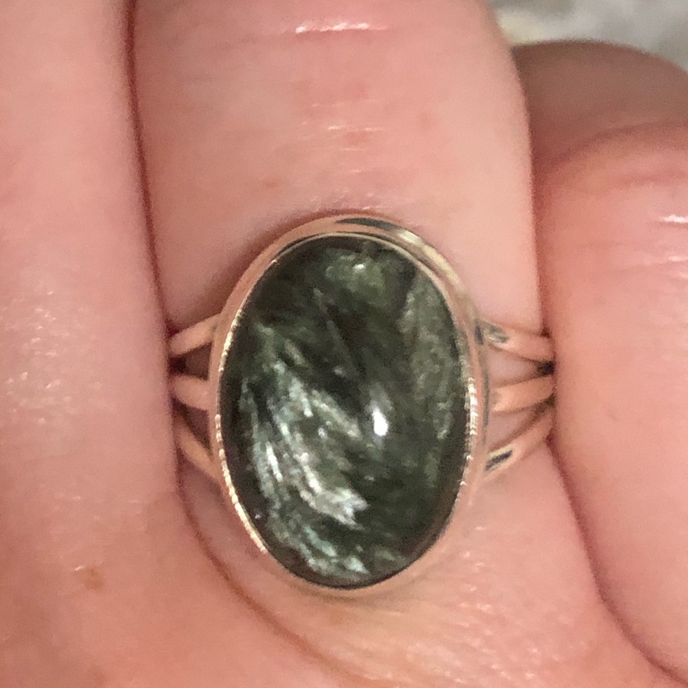 Sterling silver and genuine seraphanite ring 10